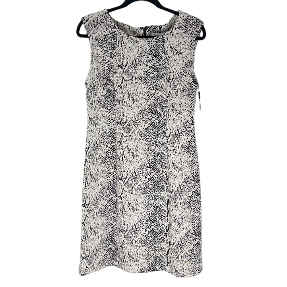 Calvin Klein Textured Snakeskin Print Zip Front Sheath Dress Size 10 NWT
